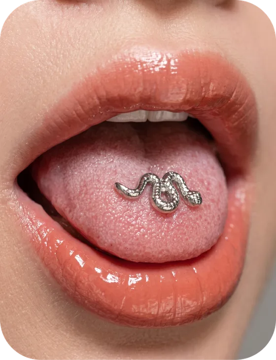 Snake-charm tongue piercing previewed in the PiercingAI app